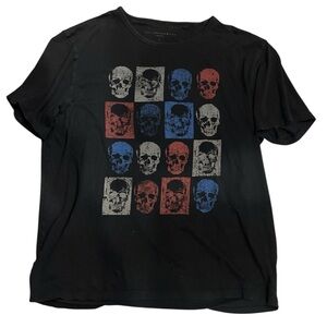John Varvatos Large Black Short Sleeve Tee with Skull Graphics